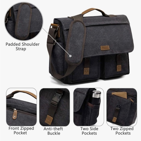 🆕 Vaschy Laptop Bag, NWT, Grey/Brown, Trendy - Picture 5 of 15